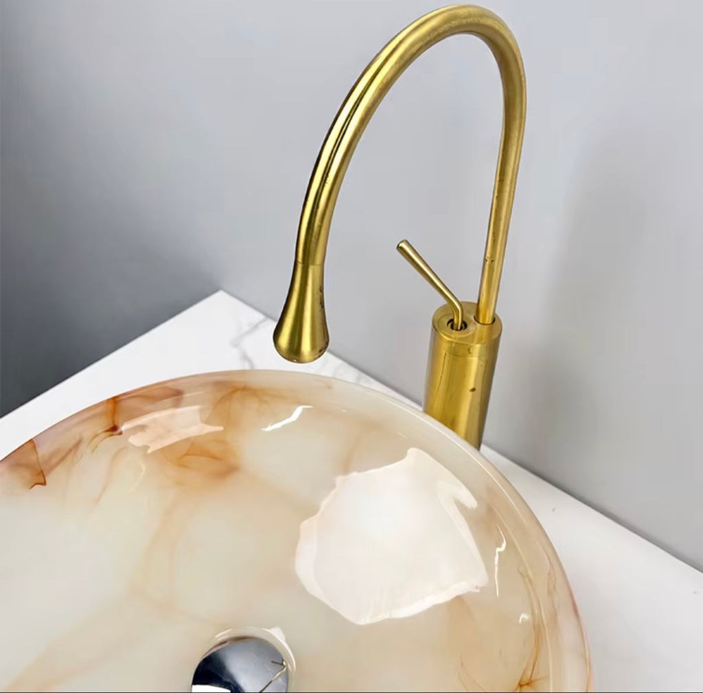 Alessia Warm Ivory Vessel Sink Set