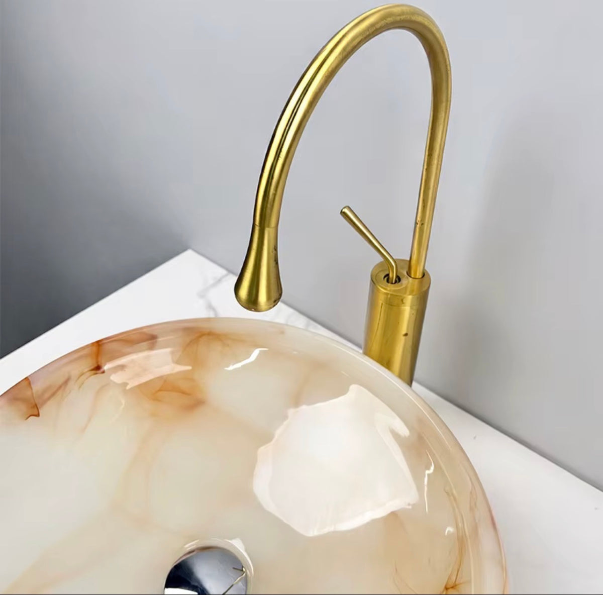 Alessia Warm Ivory Vessel Sink Set