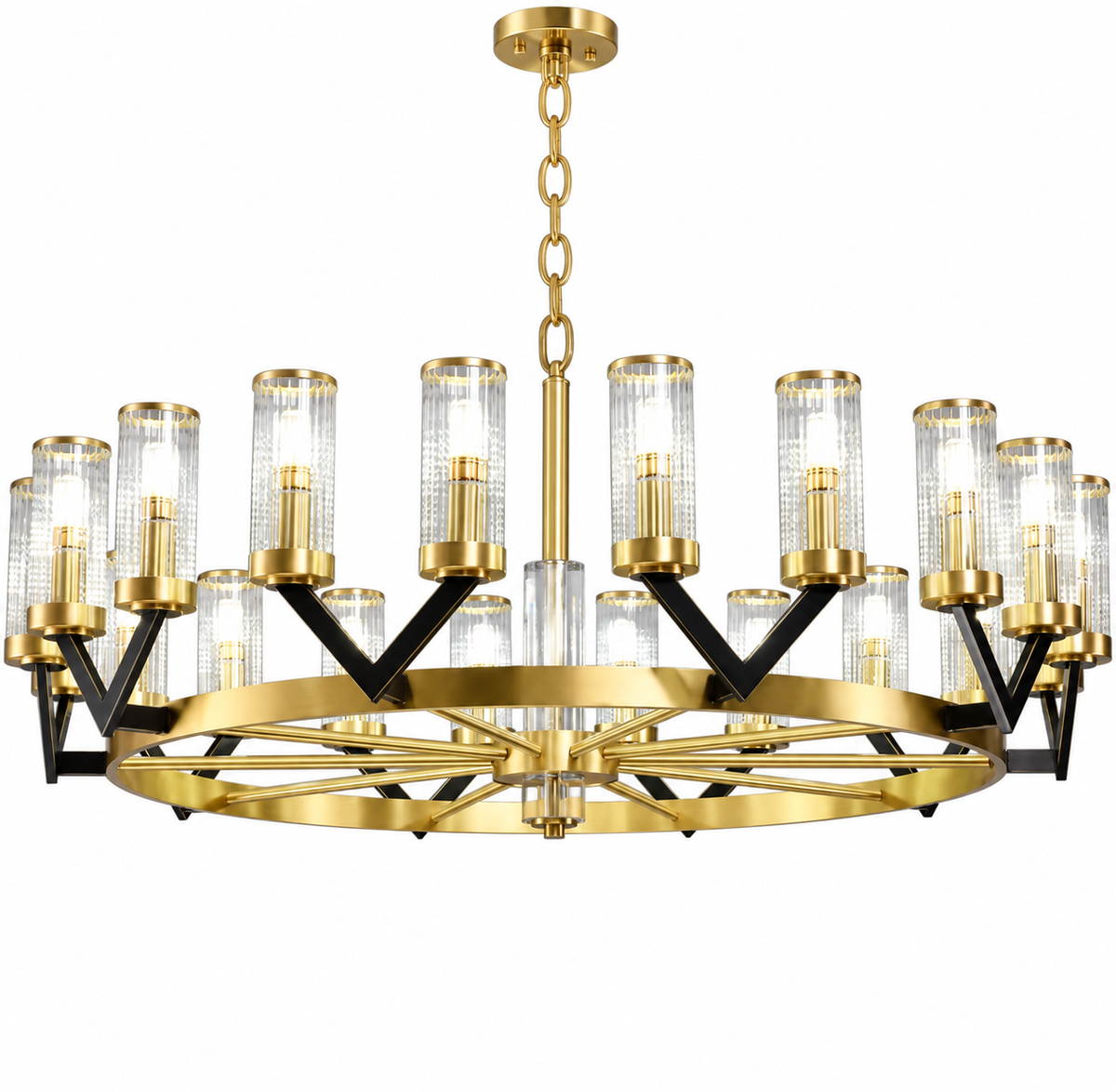 Vittoria Black & Gold Glass Chandelier