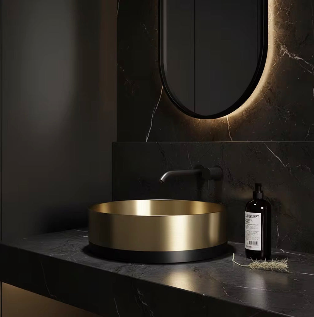 Vittoria Two-Tone Gold & Black Stainless Steel Vessel Sink