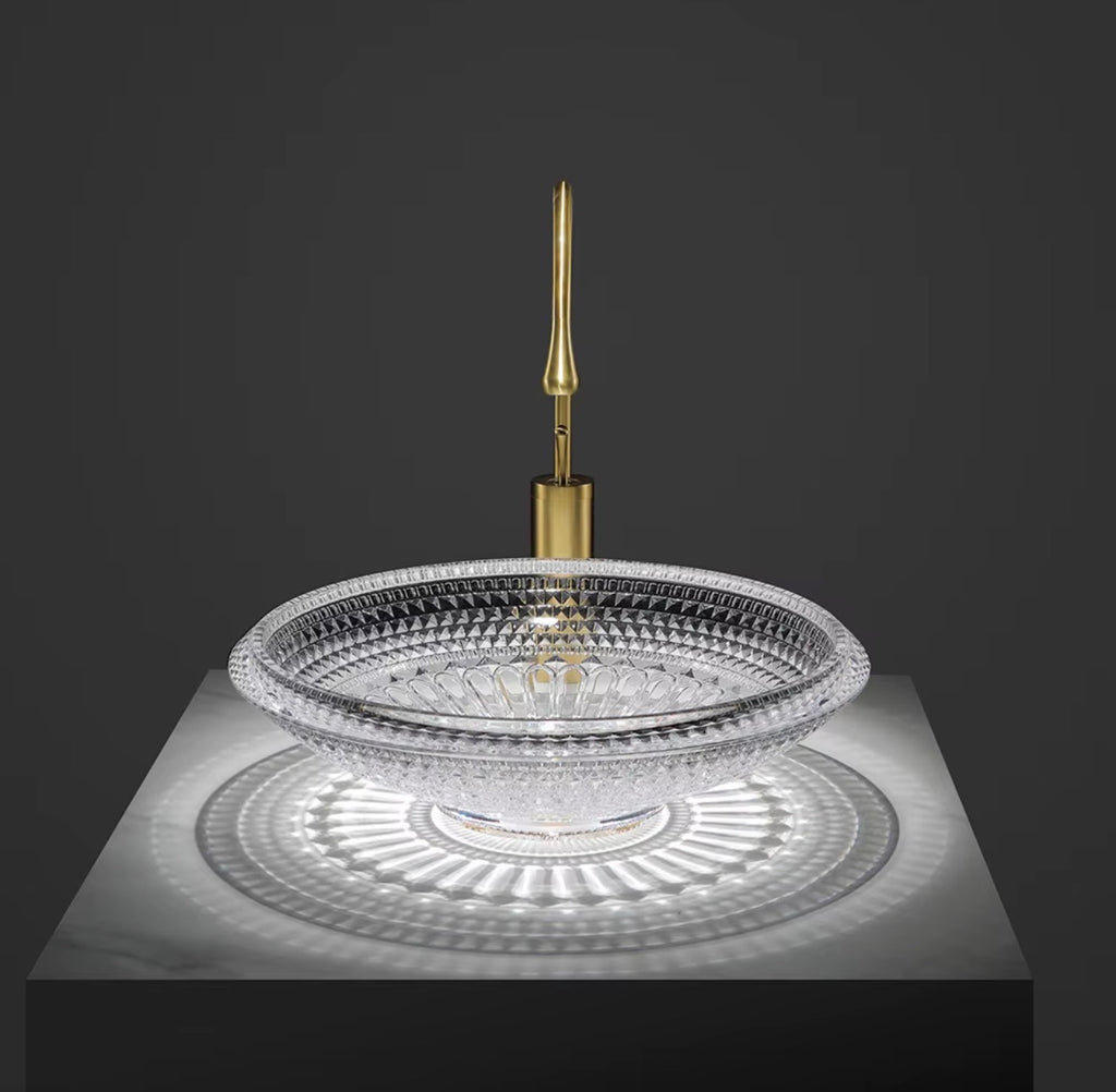 Fiorella Faceted Glass Vessel Sink