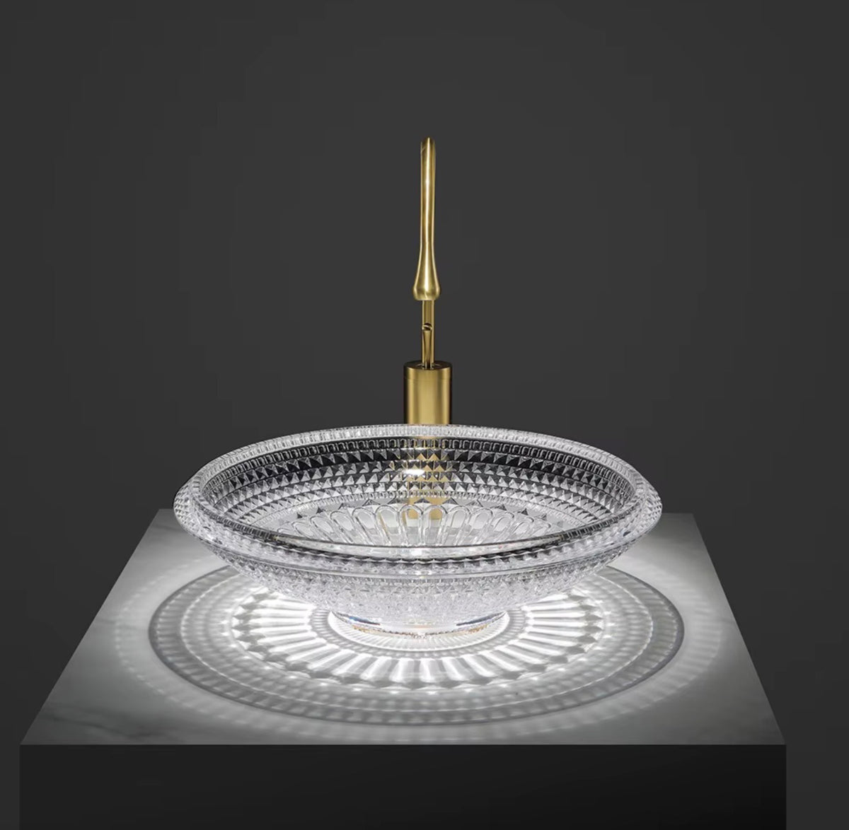 Fiorella Faceted Glass Vessel Sink