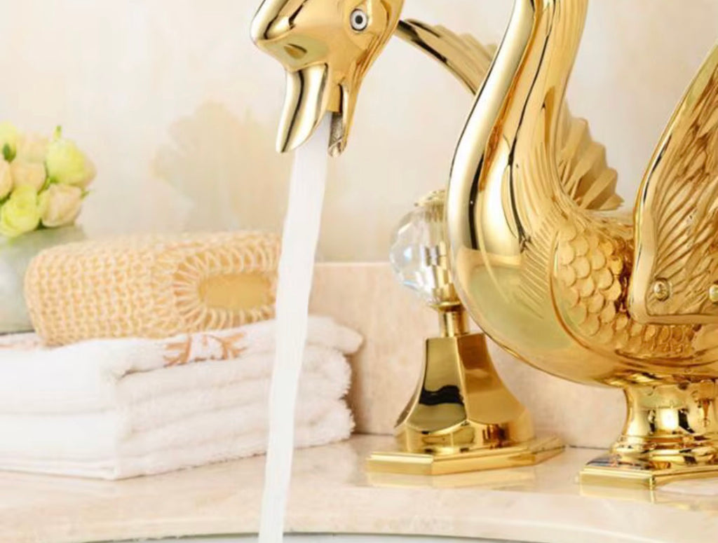 Odette Golden Swan Crystal Basin Faucet