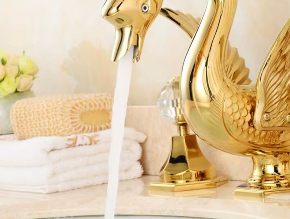 Odette Golden Swan Crystal Basin Faucet