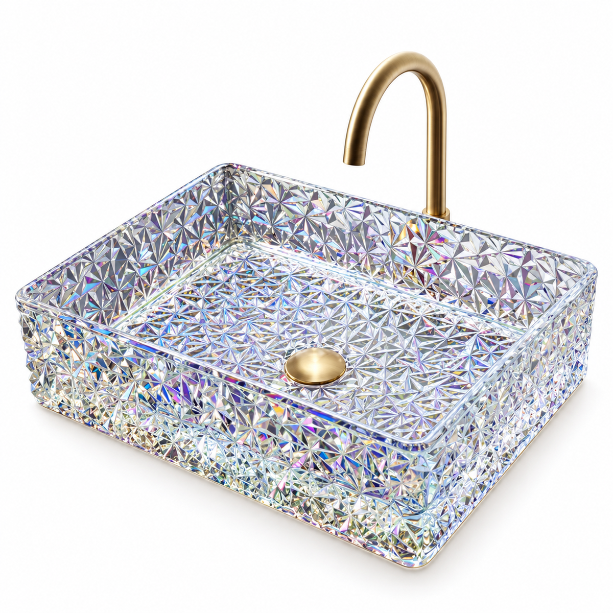 BRUNO FACETED TEMPERED GLASS VESSEL SINK