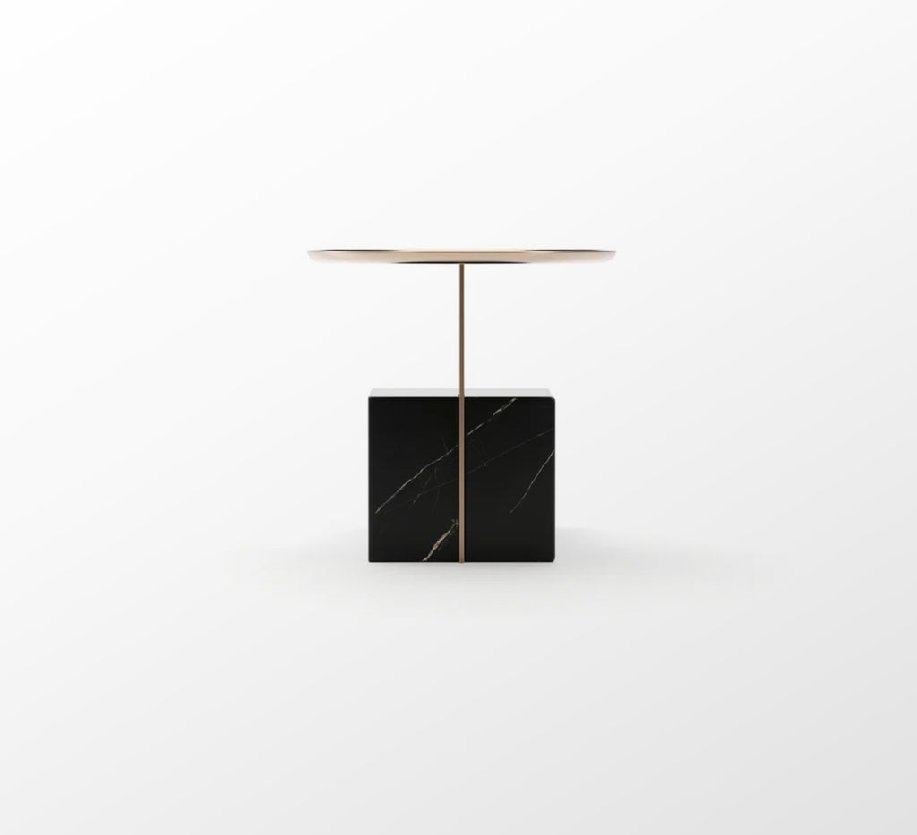 Caracole Overlap Integrated Marble & Travertine Nightstand