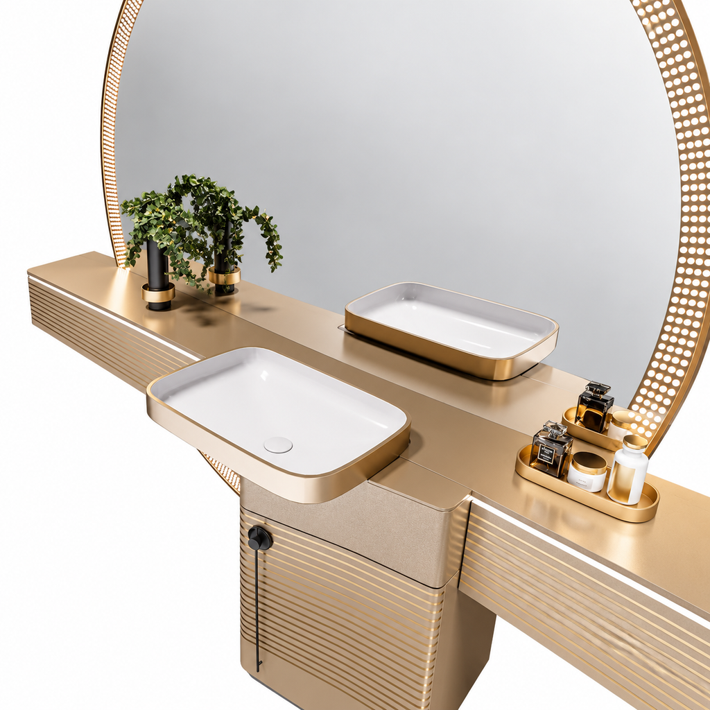 Ferruccio 94-Inch Sculptural Stainless Steel Bathroom Vanity