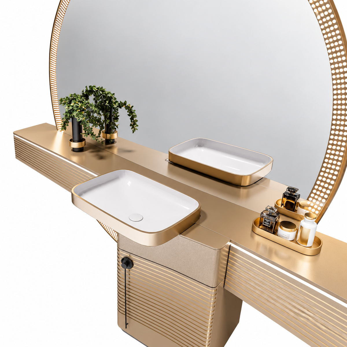 Ferruccio 94-Inch Sculptural Stainless Steel Bathroom Vanity