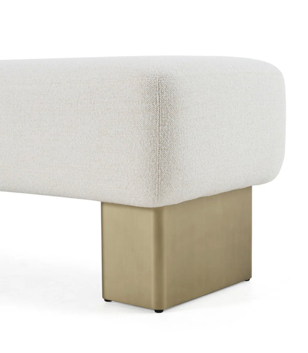 Casa Milano – Modern Triumph Upholstered Bench (White Fabric & Gold Base)