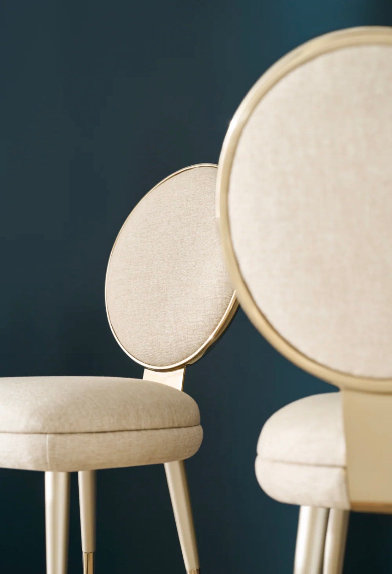 Casa Milano – Apollo Round Back Dining Chair (Ivory / Grey / Light Gold)