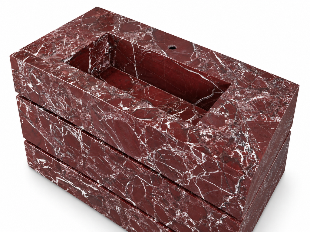 Rosso Levanto Marble Bathroom Vanity