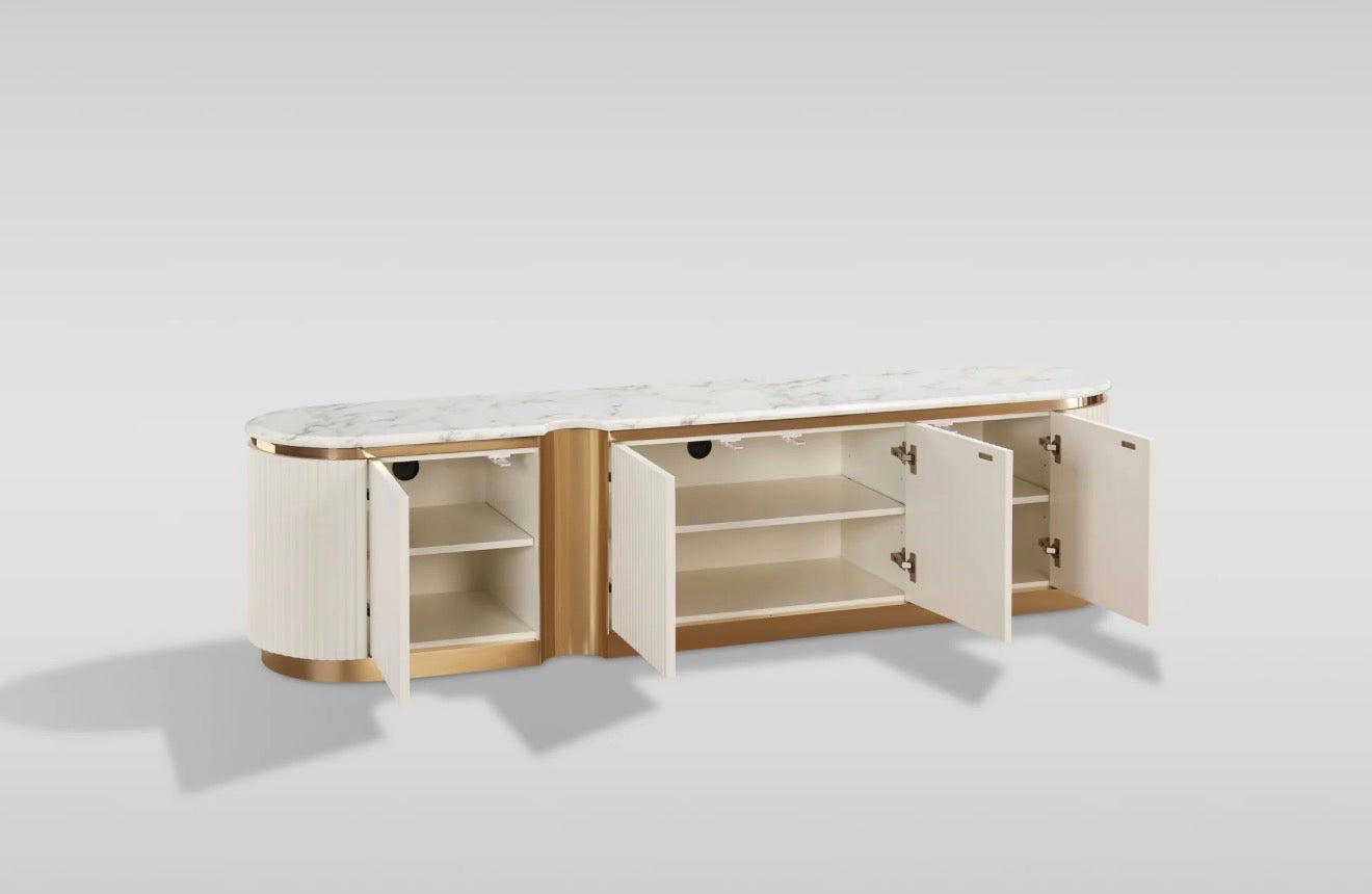 Casa Milano Valente TV Console – Walnut & Cream White