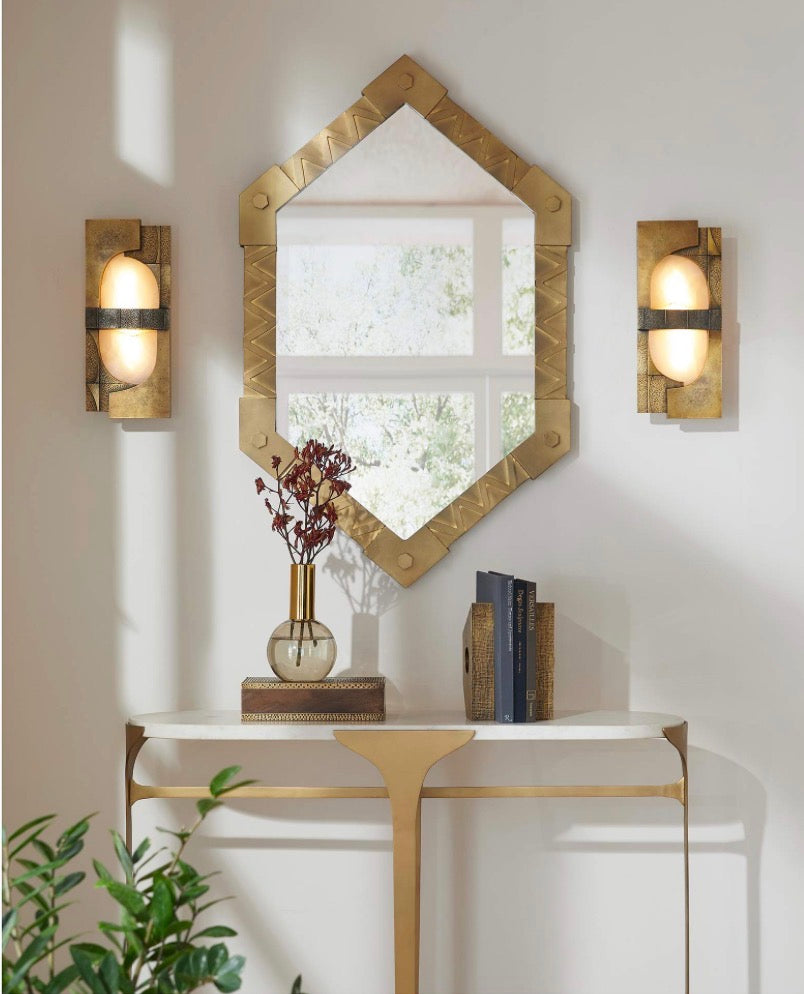 Casa Milano – Holt Antique Brass Geometric Wall Mirror