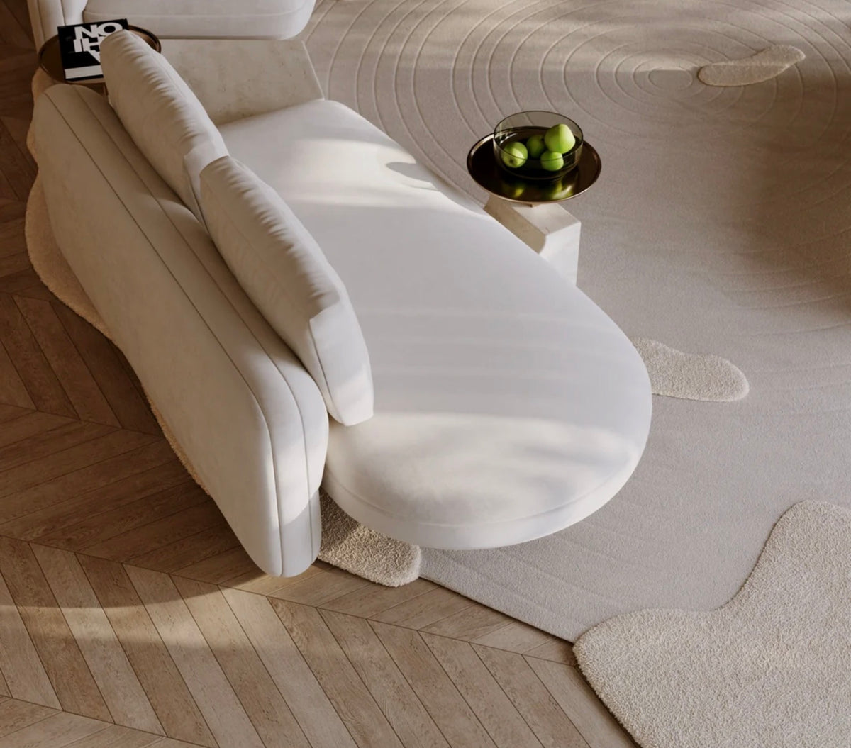 Caracole Overlap Integrated Marble & Travertine Nightstand