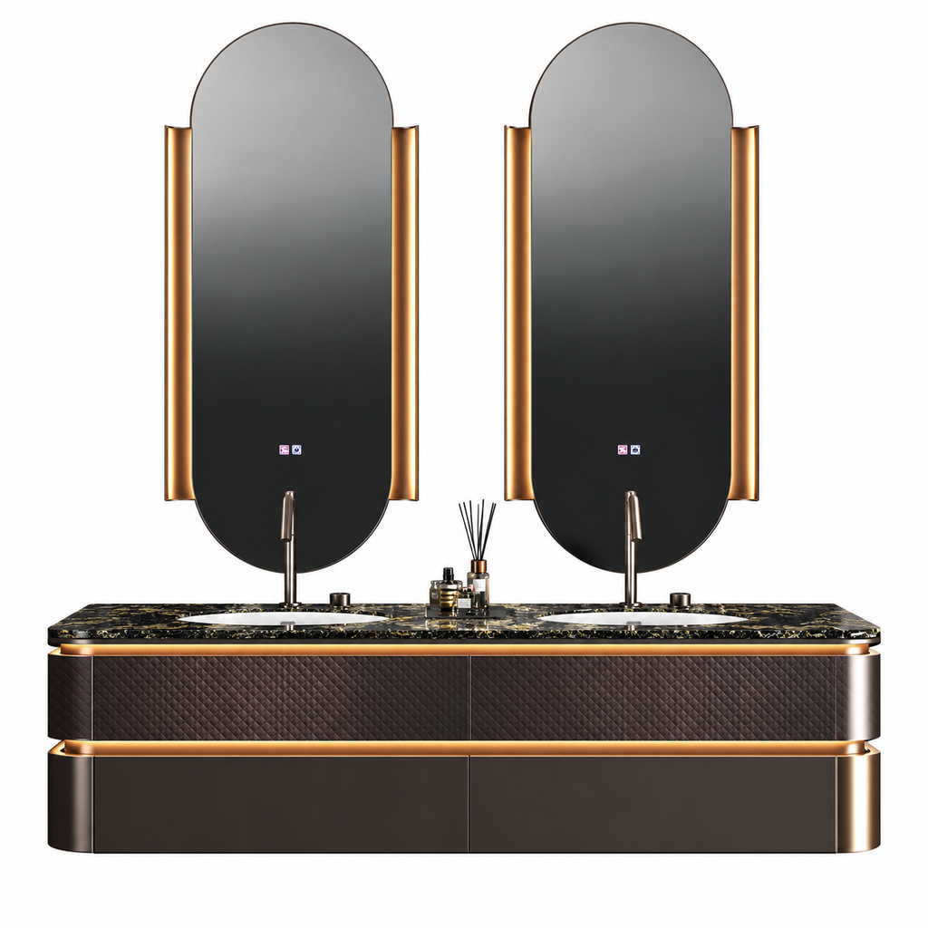 ADRIANA WALL-MOUNTED DOUBLE MIRROR VANITY SET