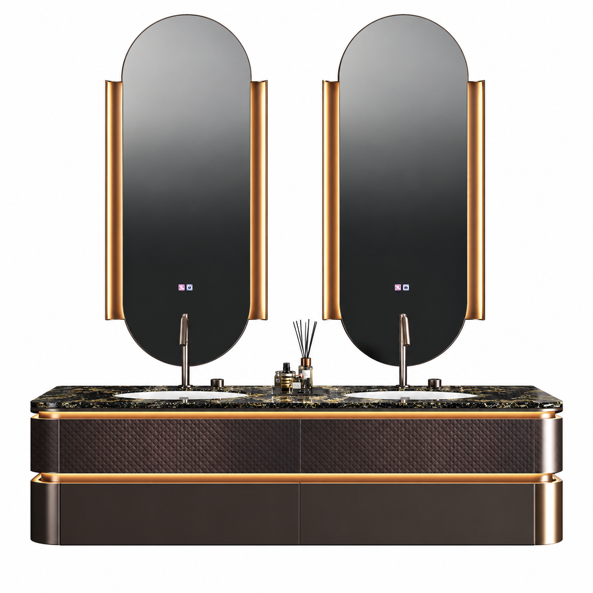 ADRIANA WALL-MOUNTED DOUBLE MIRROR VANITY SET
