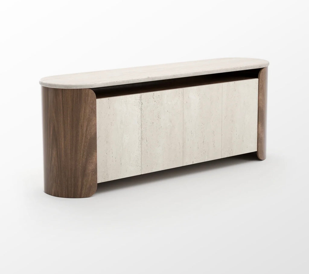 Fleur Open Natural Travertine Sideboard by Caracole