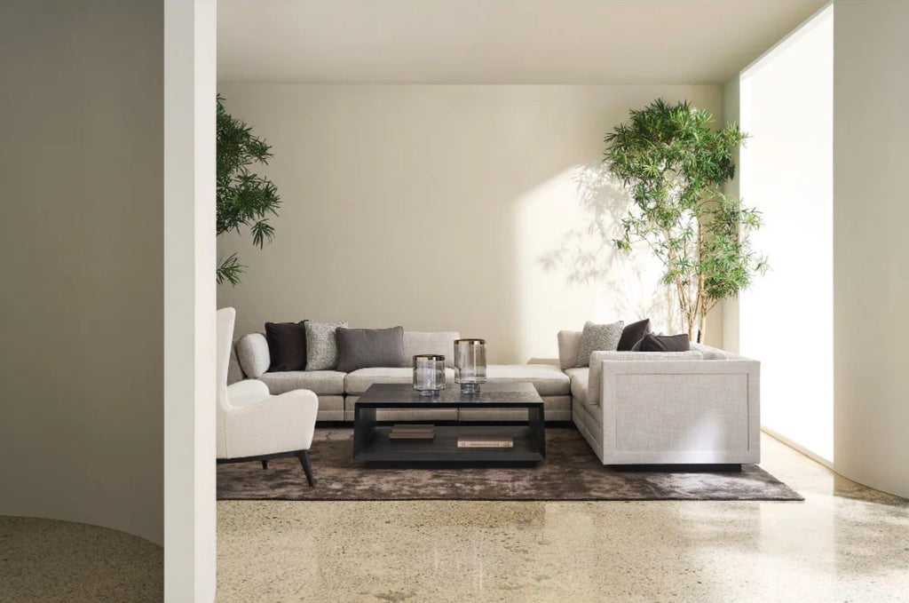 Casa Milano Modern Wing Lounge Chair – Textured Fabric (White & Gray)