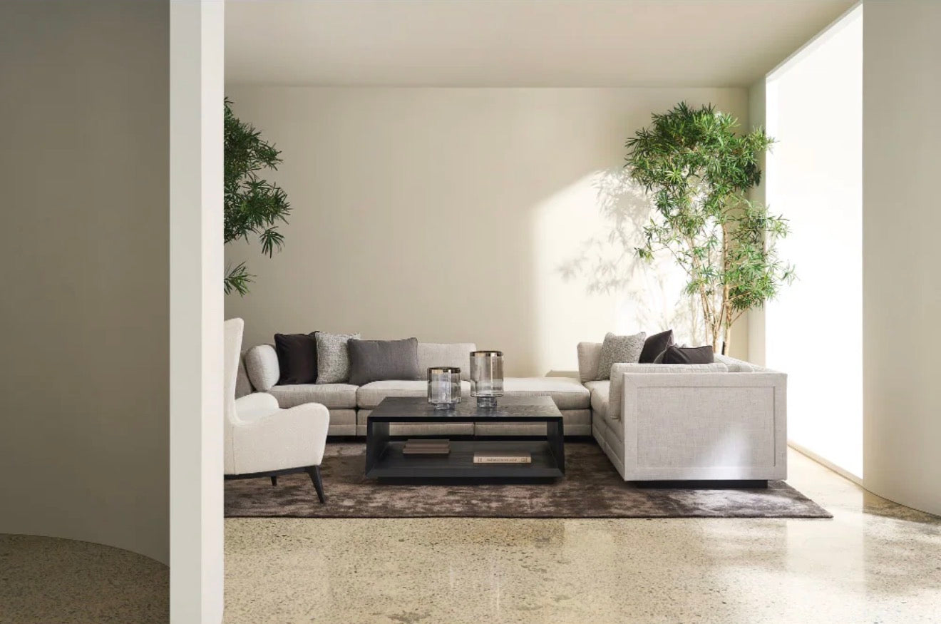 Casa Milano Modern Wing Lounge Chair – Textured Fabric (White & Gray)