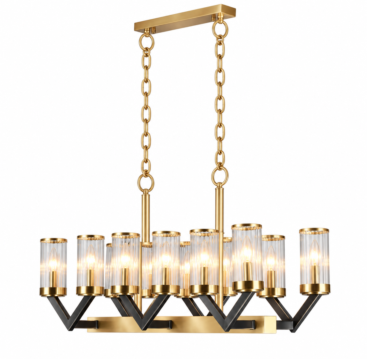 Vittoria Black & Gold Glass Chandelier