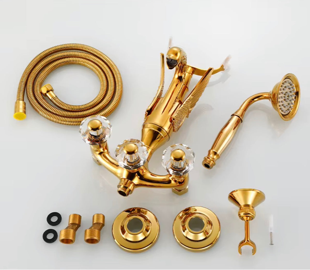 Vittoria Swan Sculptural Brass Shower Set