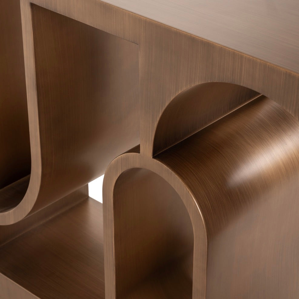 Lugano Sculptural Brushed Gold Console Table