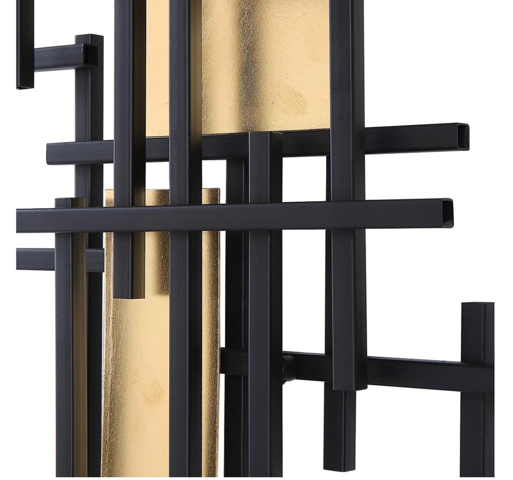 Casa Milano – Black & Gold Geometric Metal Wall Sculpture