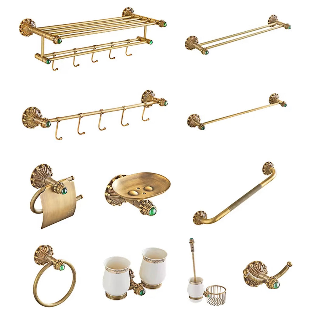 Palazzo Emerald Brass 9-Piece Bathroom Hardware Set