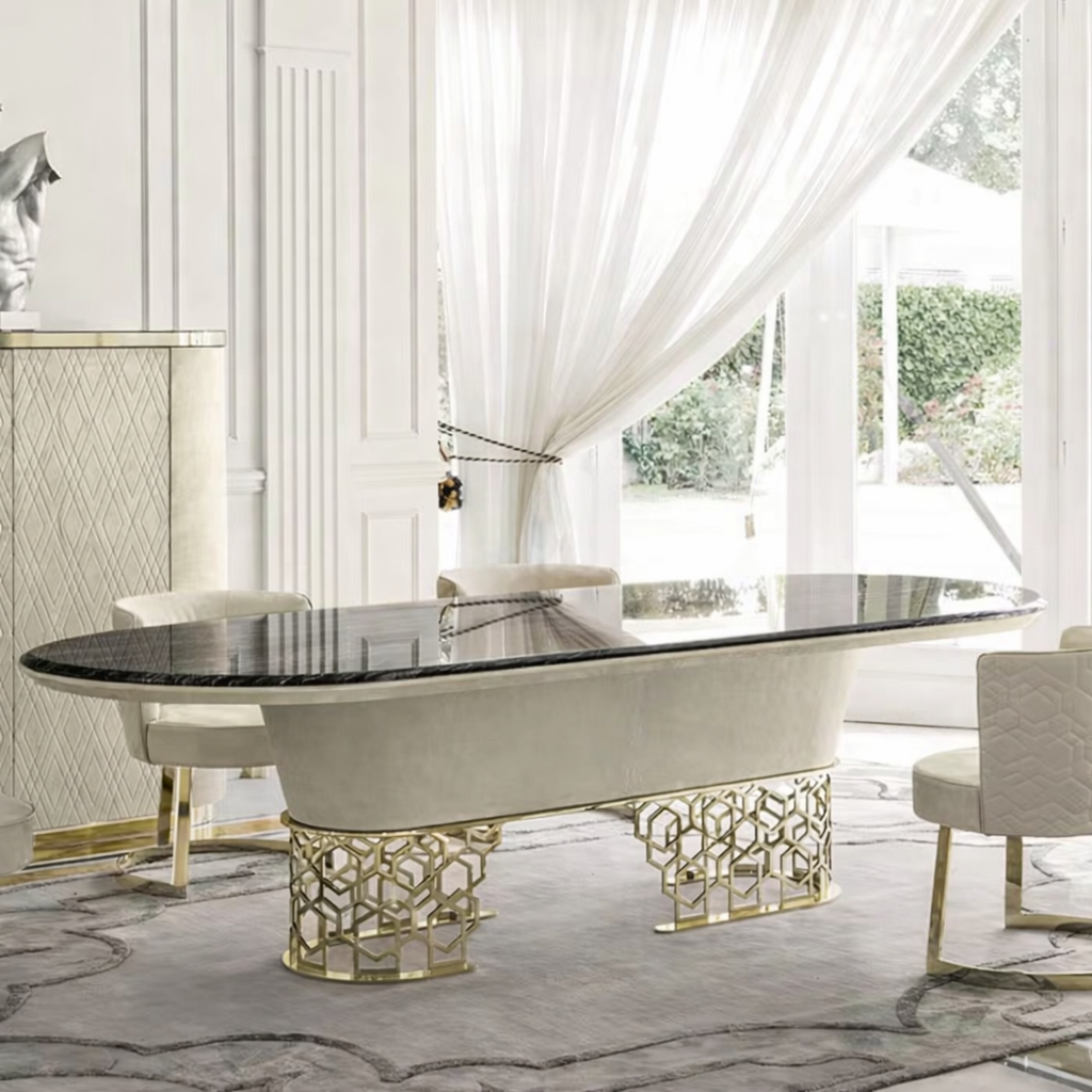 Casa Milano® Italian Marble Luxury Dining Table – Gold Base