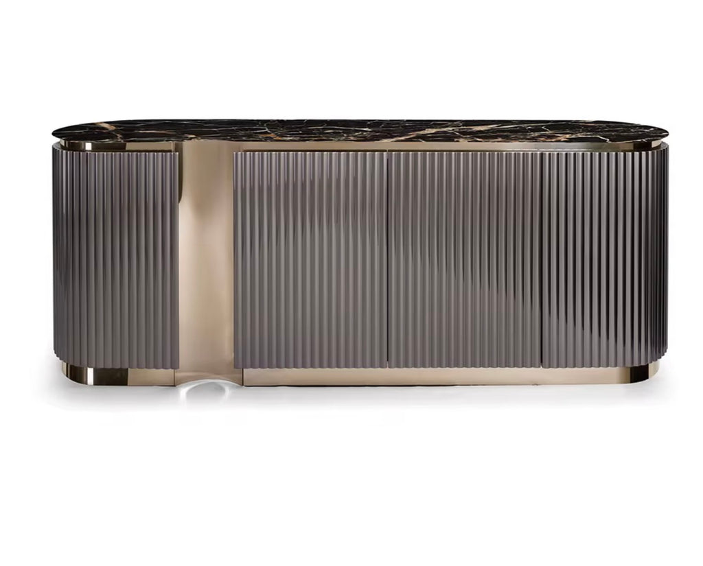 Casa Milano Luxury Fluted Sideboard with Marble Top