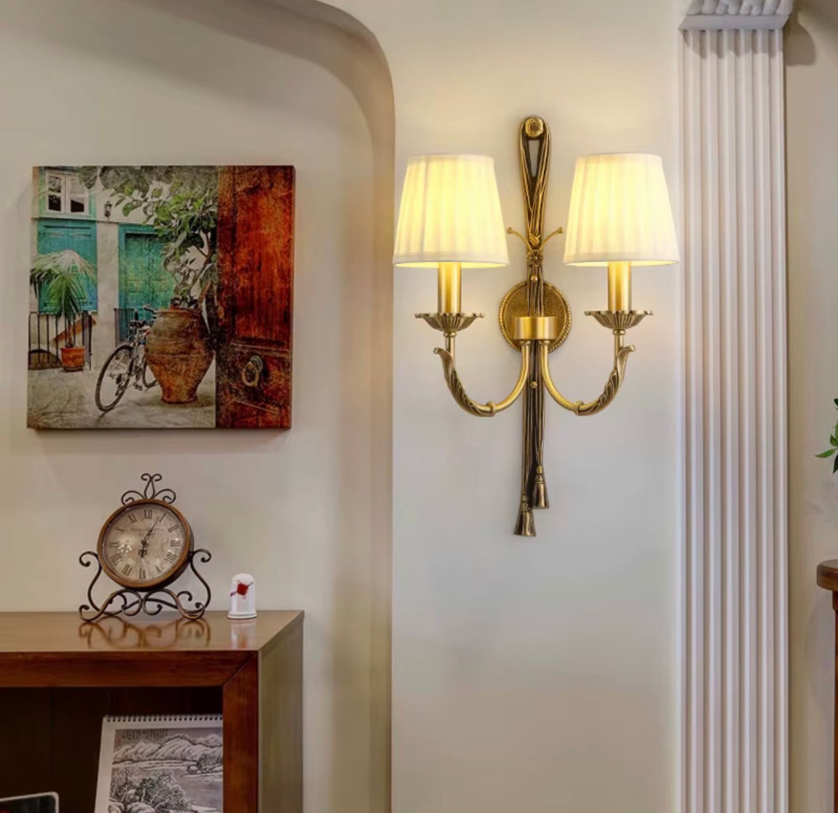Monaco Dual Arm Brass Wall Sconce