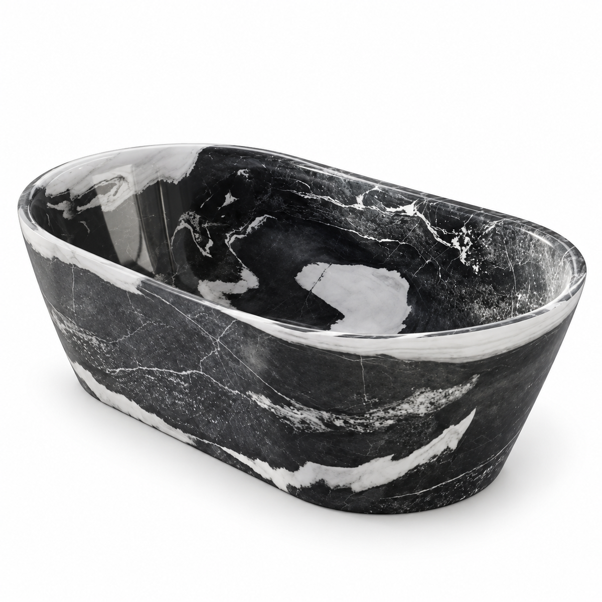 Panda Noir Natural Marble Freestanding Bathtub