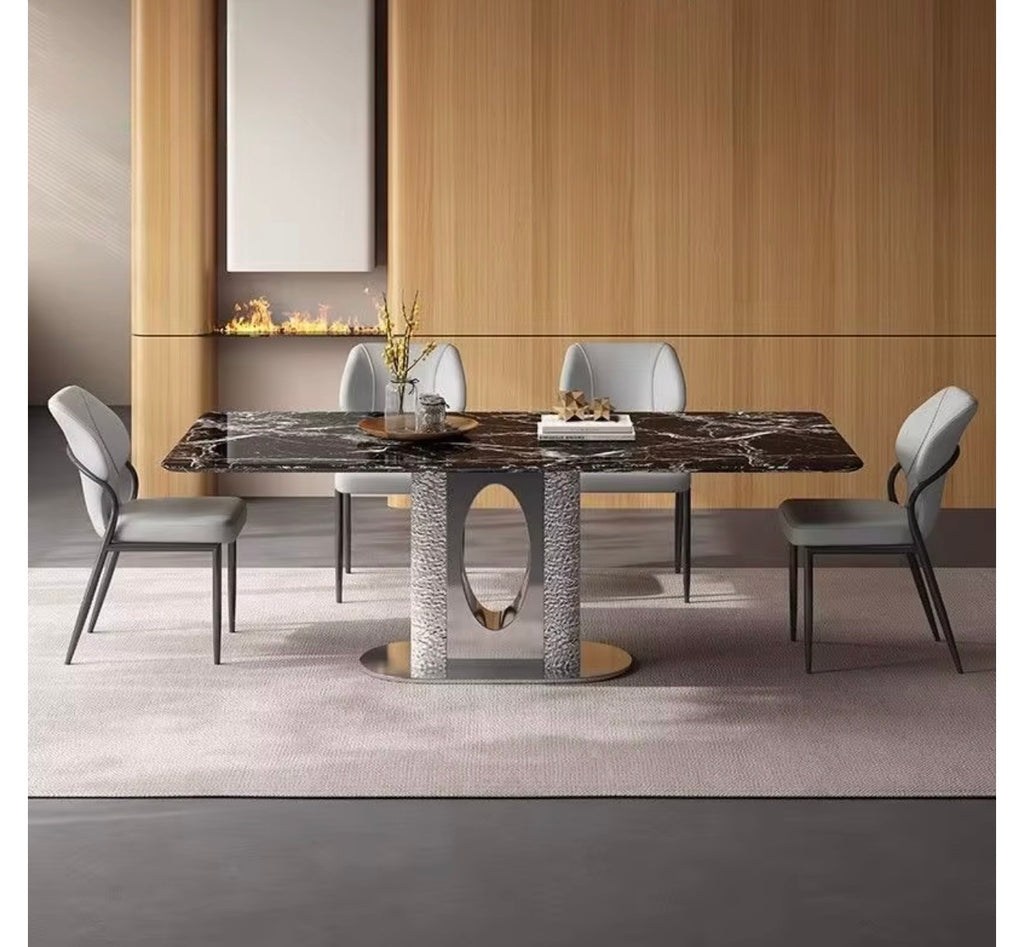Casa Milano – Wayon Luxury Crystal Stone Dining Table with Mirror Stainless Steel Base