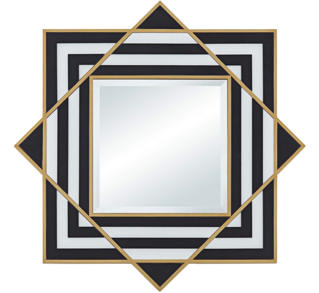 Casa Milano Zorra 36” Modern Black & White Stripe Square Wall Mirror