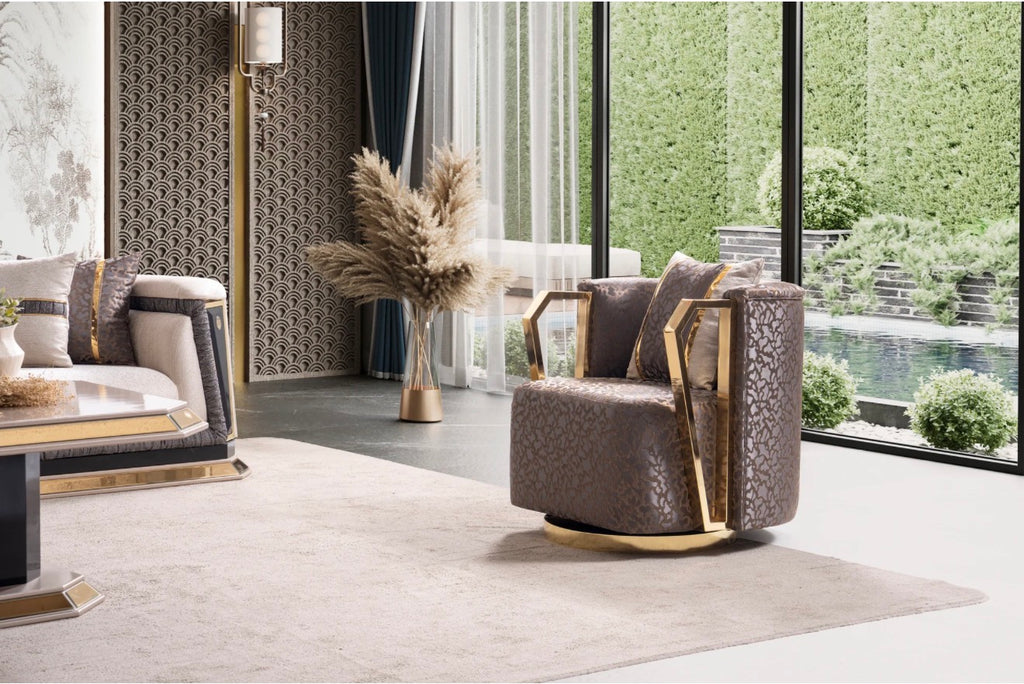 Casa Milano Diamond Collection Luxury Sofa Set with Gold Accents