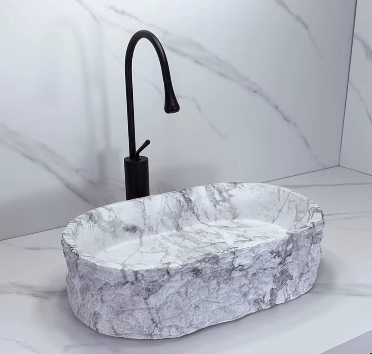 Eloise Sculpted Artificial Stone Resin Vessel Sink