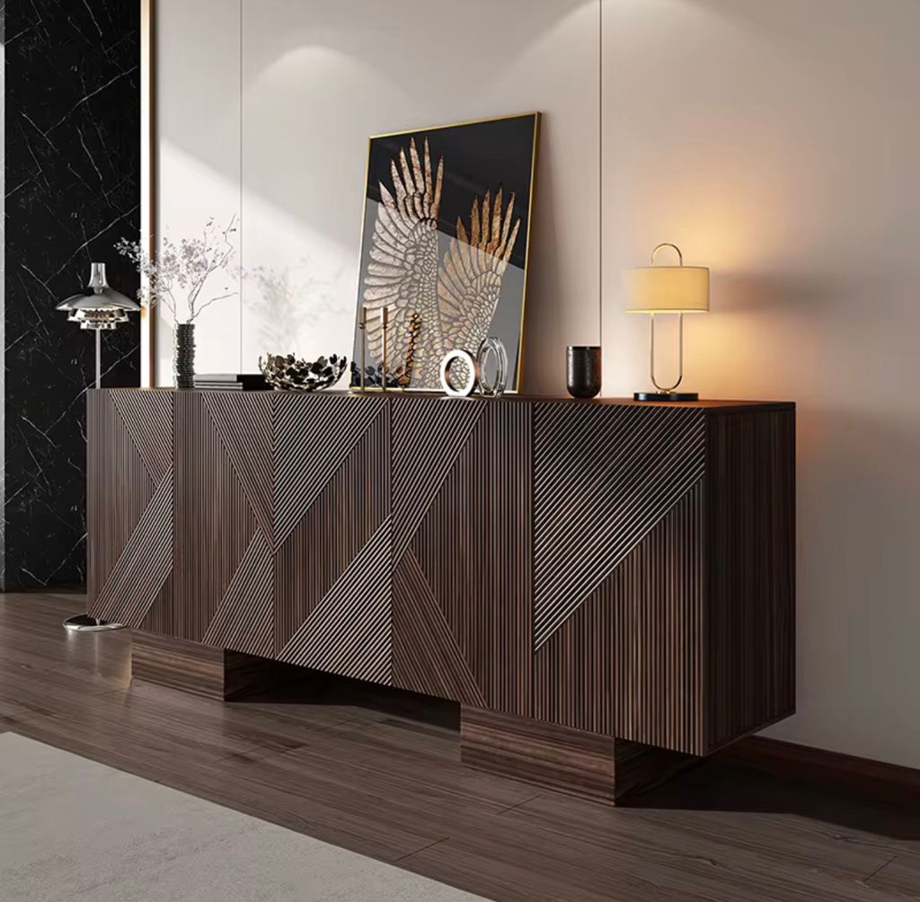 Casa Milano Geometric Sideboard Cabinet – Black & Walnut