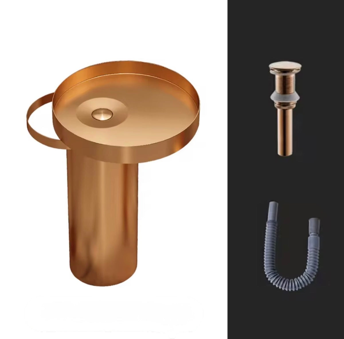 Vittoria Round Stainless Steel Pedestal Sink Set