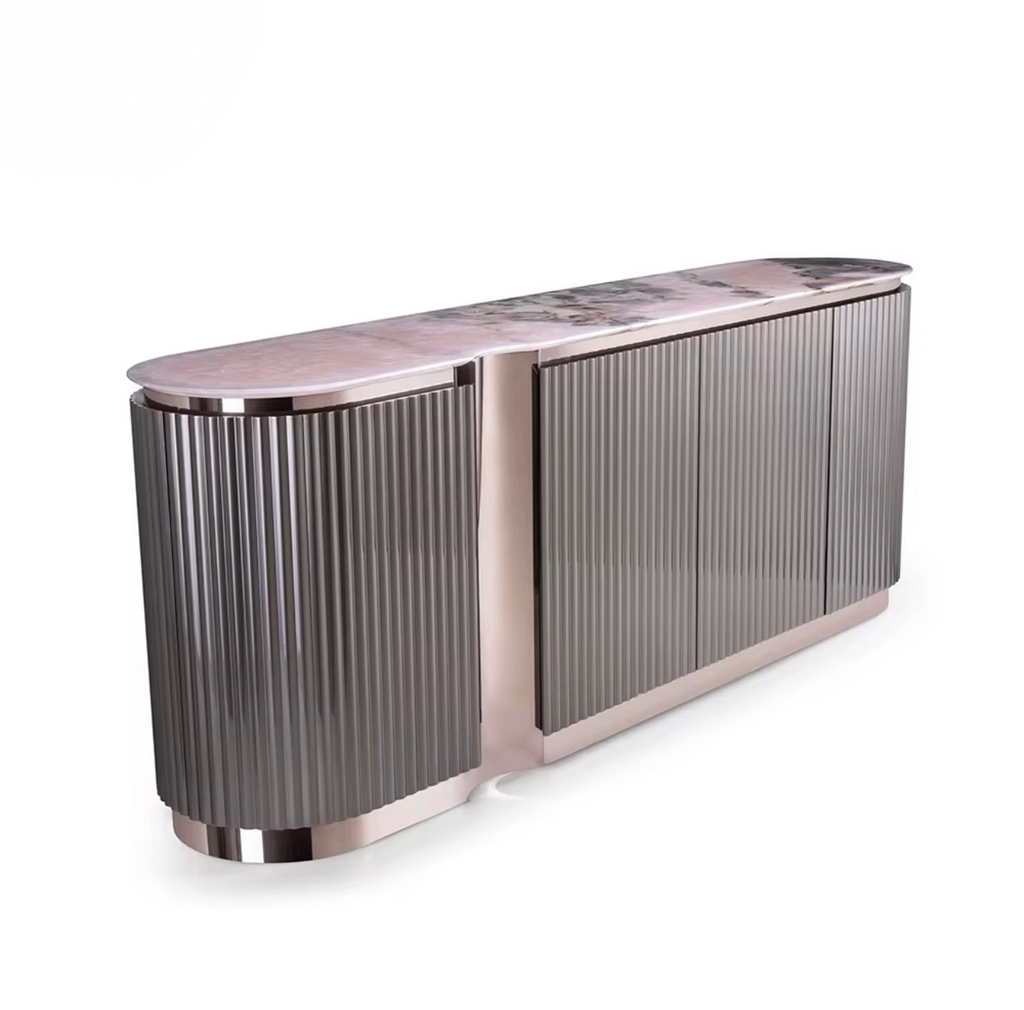 Casa Milano Luxury Fluted Sideboard with Marble Top