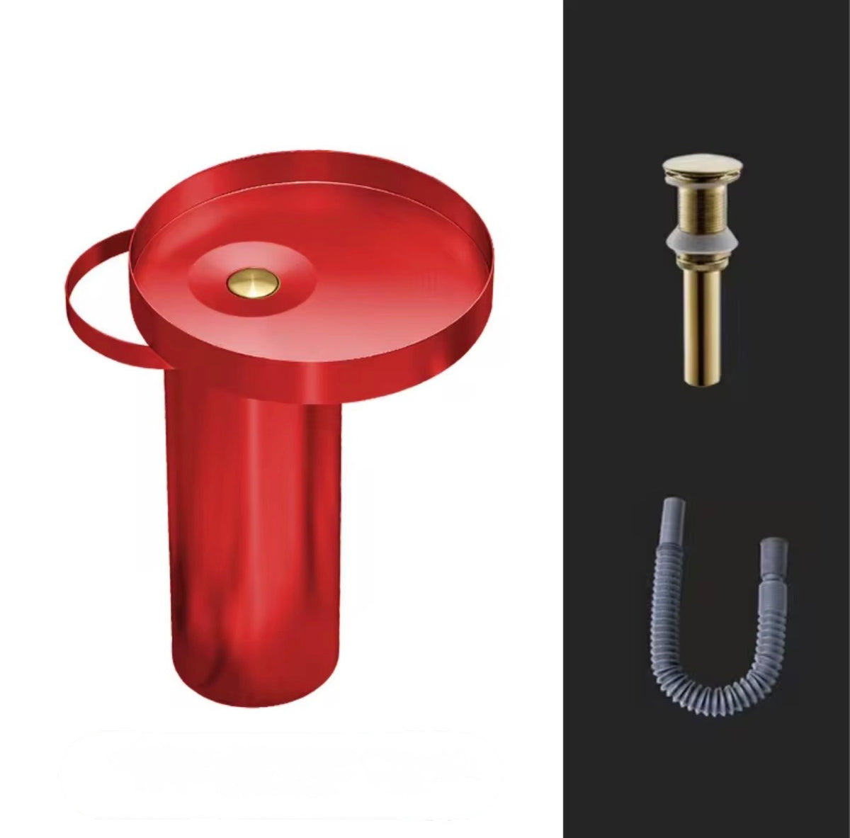 Vittoria Round Stainless Steel Pedestal Sink Set