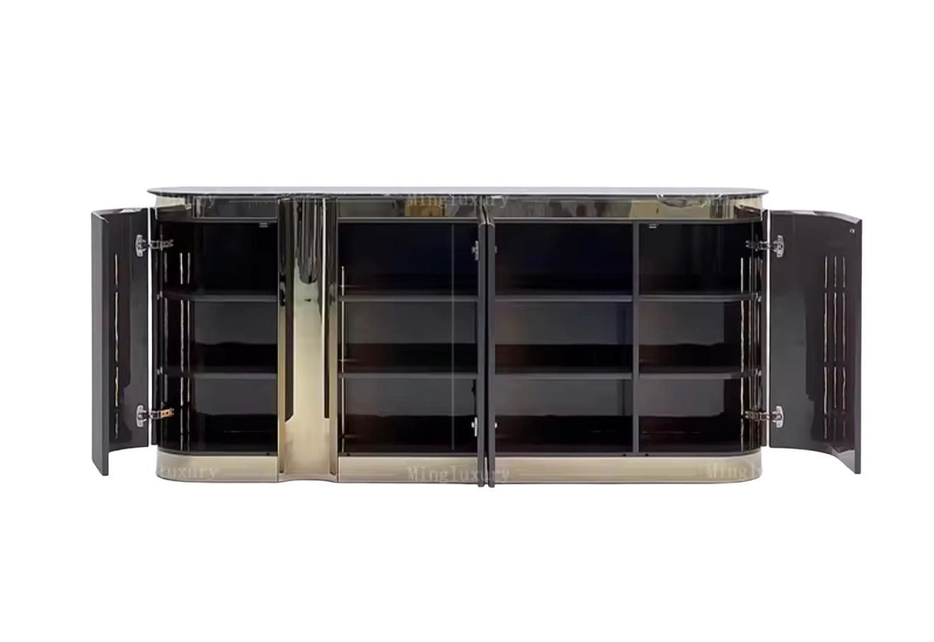 Casa Milano Luxury Fluted Sideboard with Marble Top