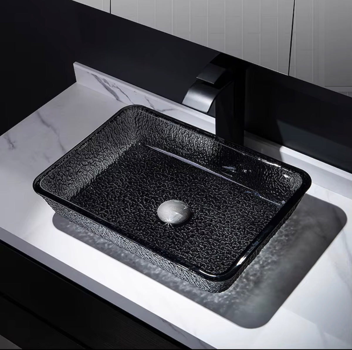 Vittoria Glacier Textured Glass Vessel Sink