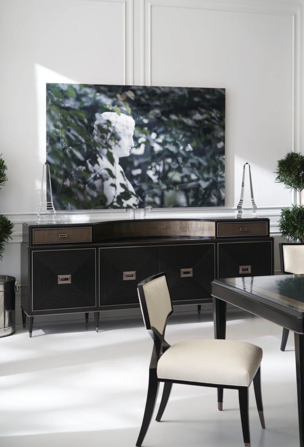 Casa Milano Ivory Chenille Statement Dining Chair