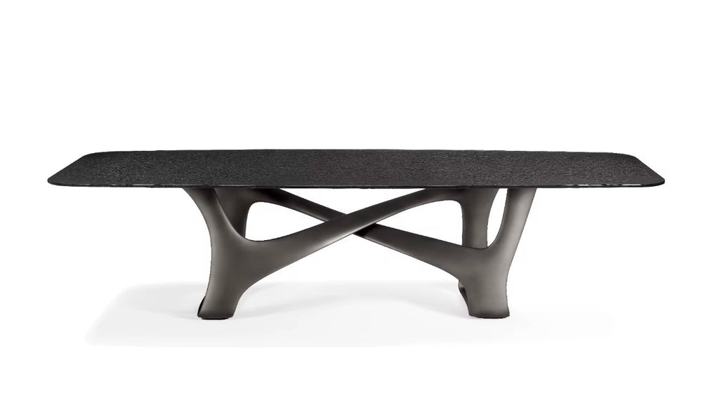 Casa Milano Sculptural Modern Dining Table – Black Stone Finish