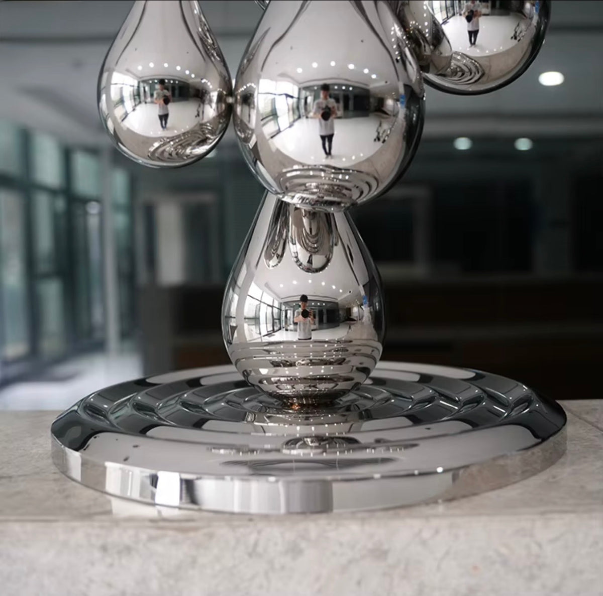 Serena Mirror Polished Stainless Steel Water Drop Sculpture