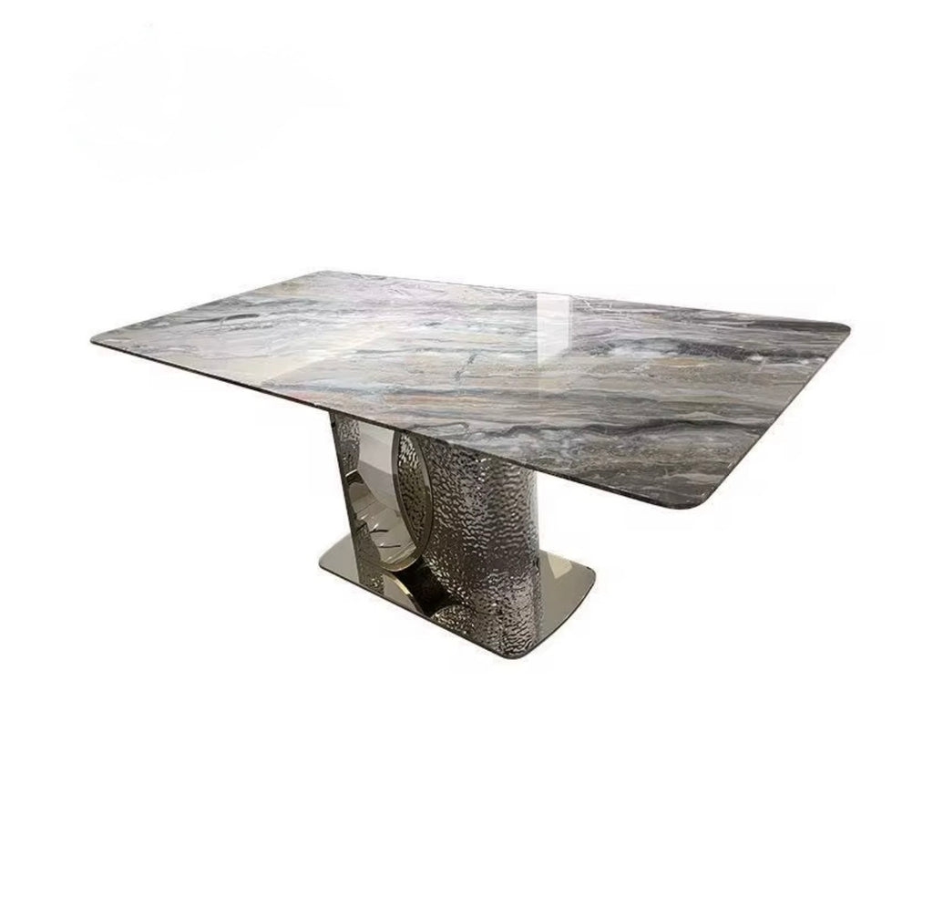 Casa Milano – Wayon Luxury Crystal Stone Dining Table with Mirror Stainless Steel Base