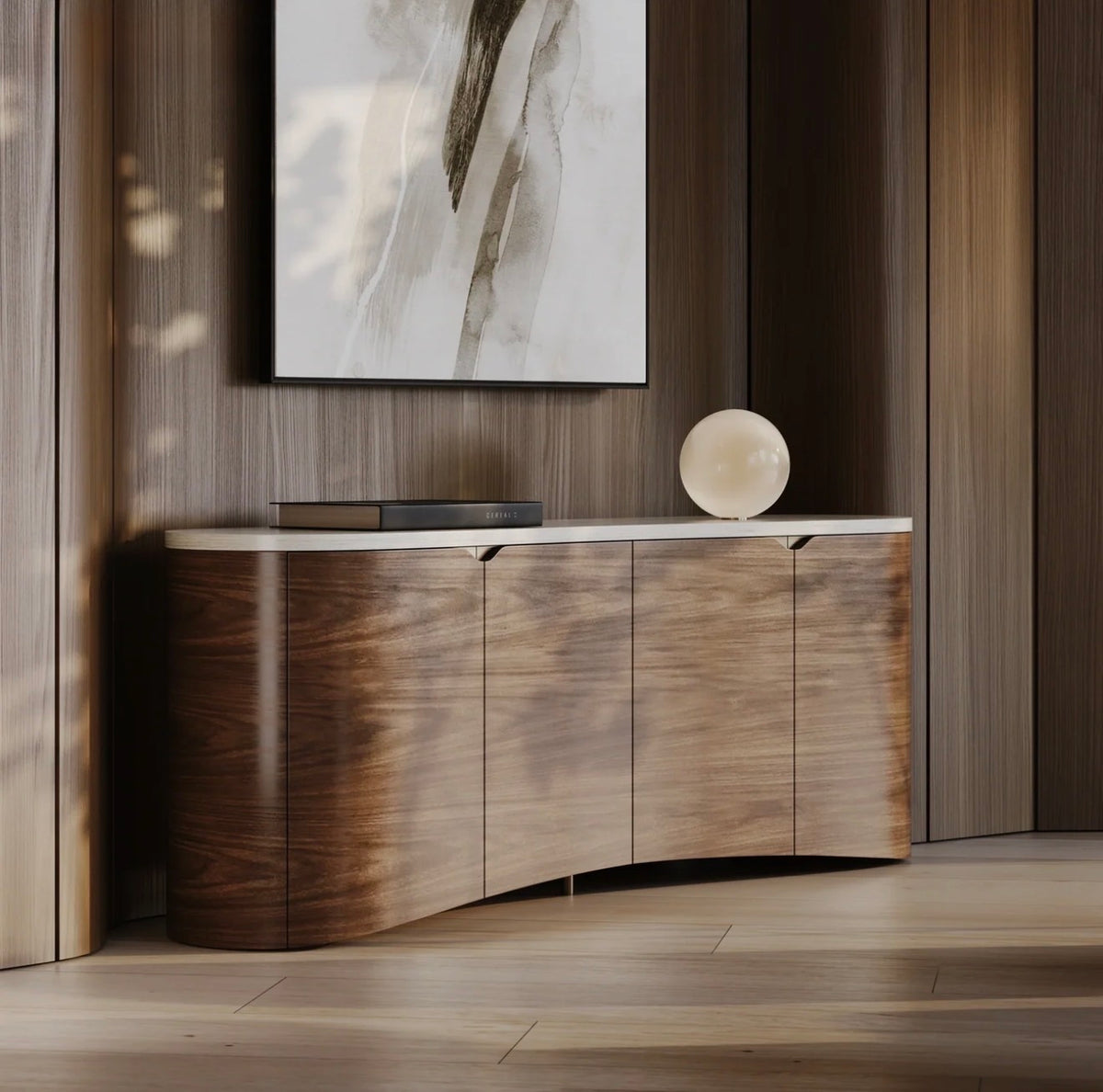 Fleur Natural Travertine Sideboard by Caracole