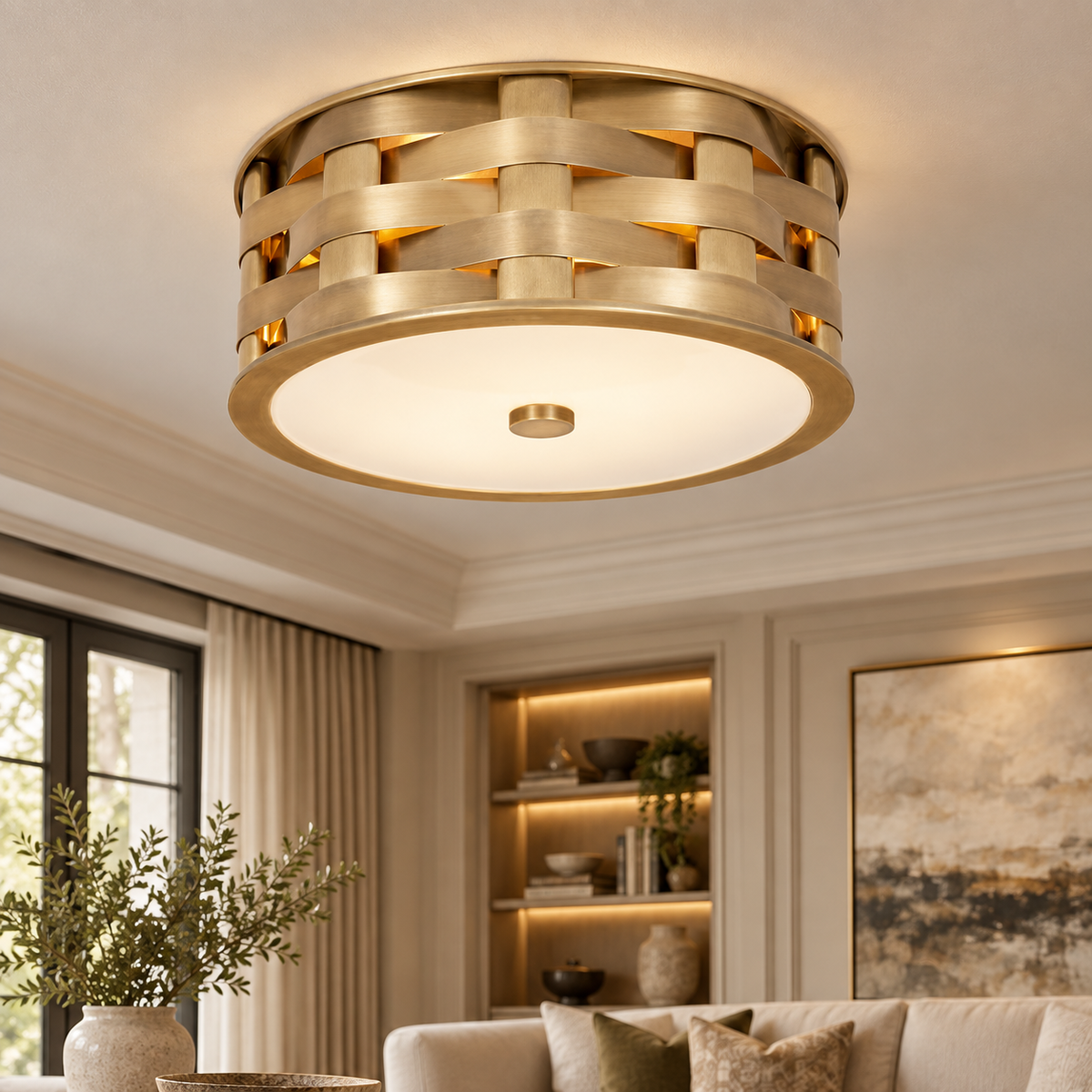 Ella Woven Small Flush Mount