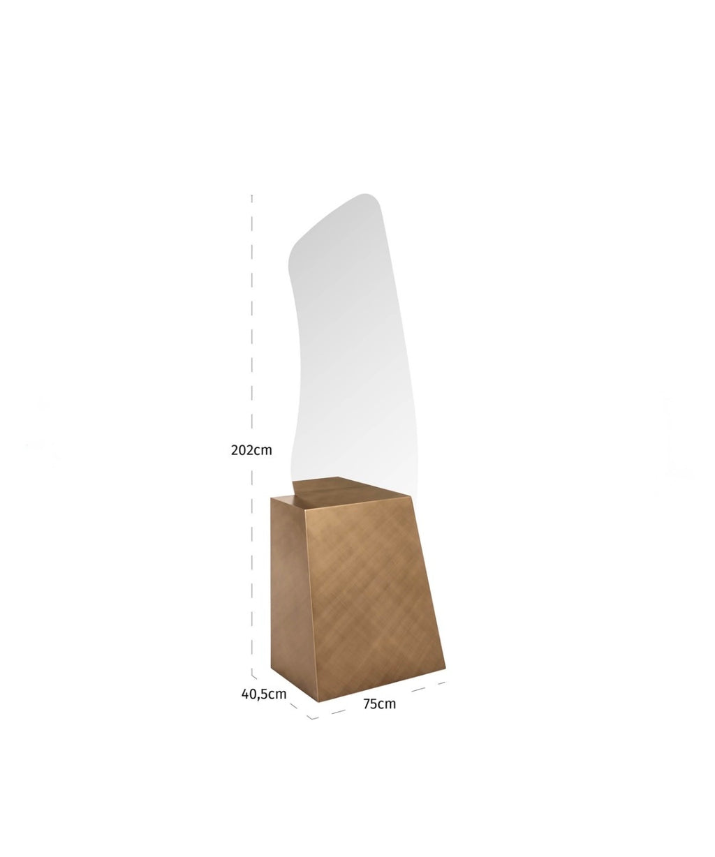 Mayla Brushed Gold Sculptural Floor Mirror