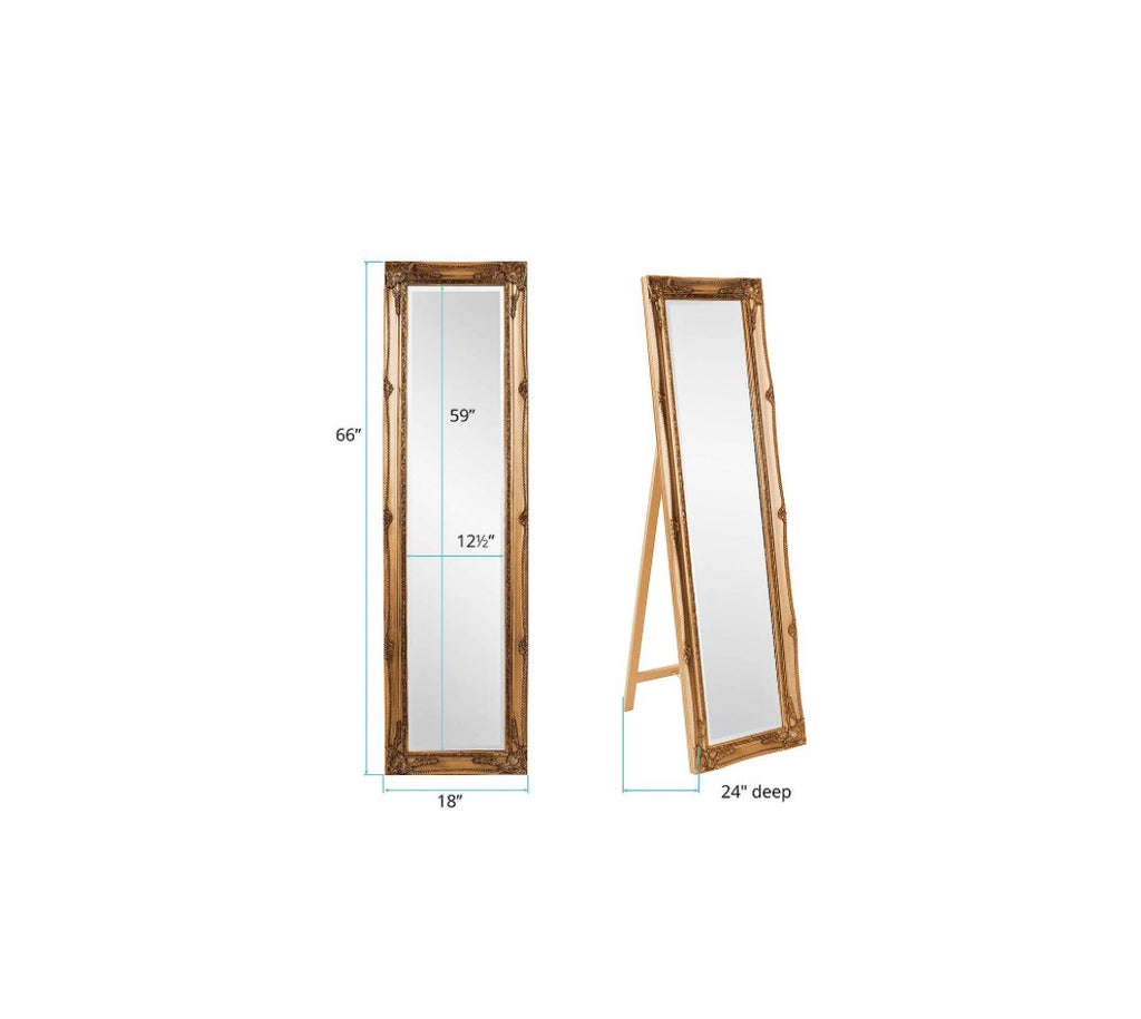 Casa Milano – Queen Ann Antique Gold Floor Mirror